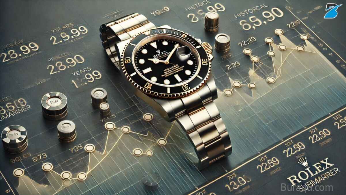 A chart showing the historical price appreciation of the Rolex Submariner over time, highlighting its investment value