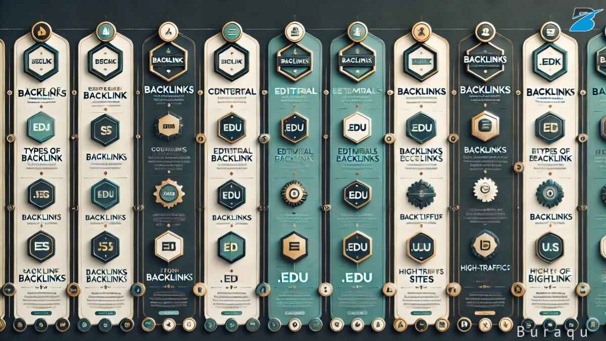 A comparative chart showing the differences between various types of backlinks, including contextual, editorial, .edu, and high-traffic site backlinks