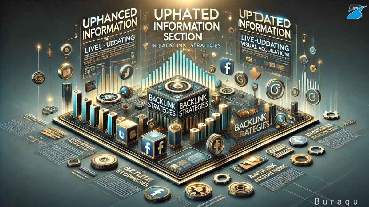 A dynamic graphic for the 'Updated Information Section' displaying the latest trends and strategies for acquiring the most powerful backlinks