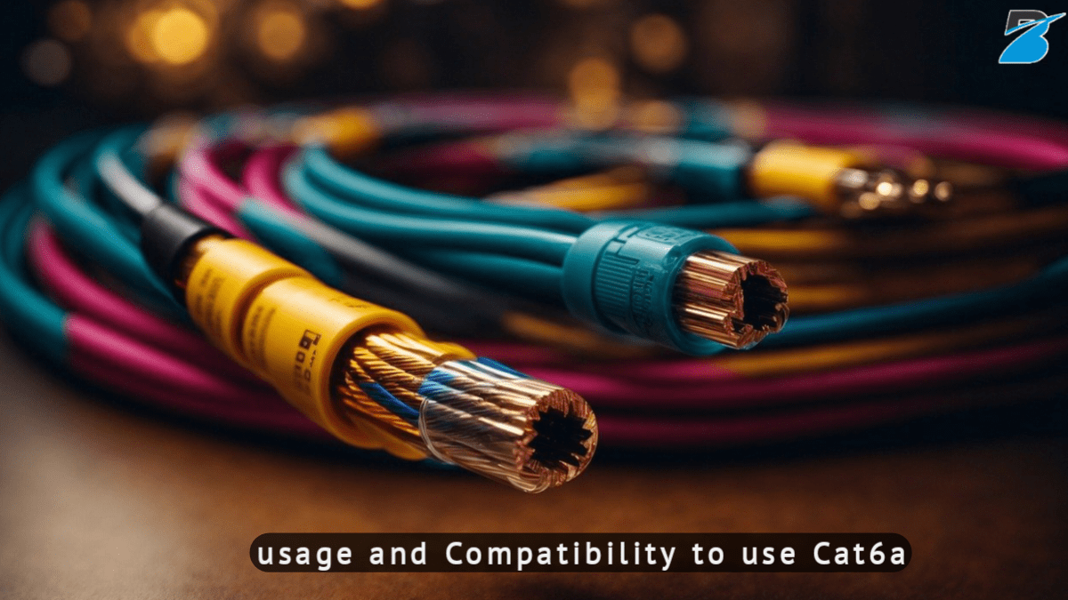 image showing the usage and compatibility of Ethernet cables, including Cat6a, in various network setups