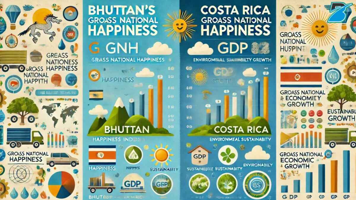 Case studies of GDP analysis in Bhutan and Costa Rica, highlighting Bhutan's Gross National Happiness (GNH) and Costa Rica's sustainable economic growth.